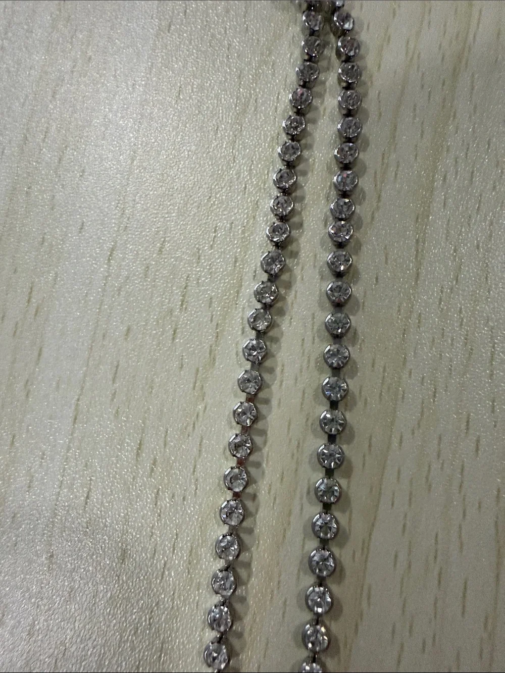 Silver Rhinestone Y-Drop Necklace - Picture 4 of 5